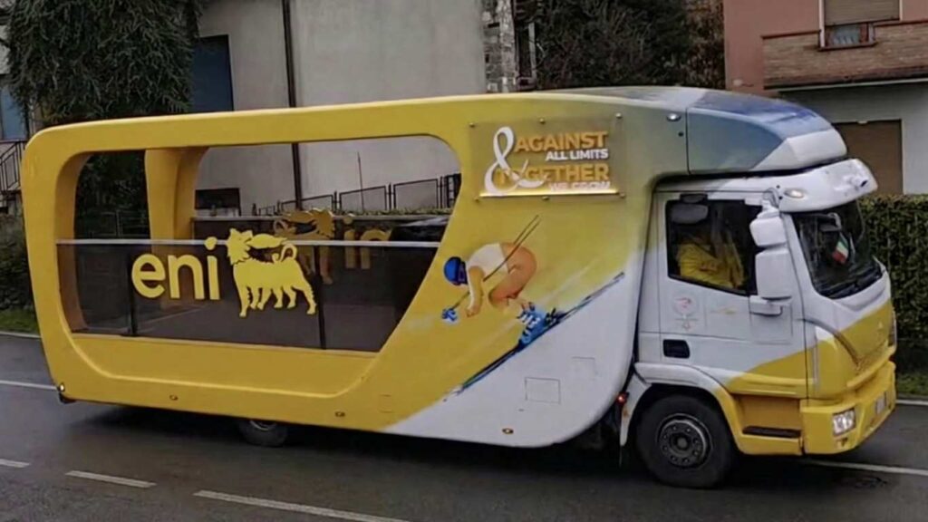 Clima olimpico. Come il riscaldamento climatico condiziona le Olimpiadi invernali e viceversa. camion eni Clima olimpico. Come il riscaldamento climatico condiziona le Olimpiadi invernali e viceversa.